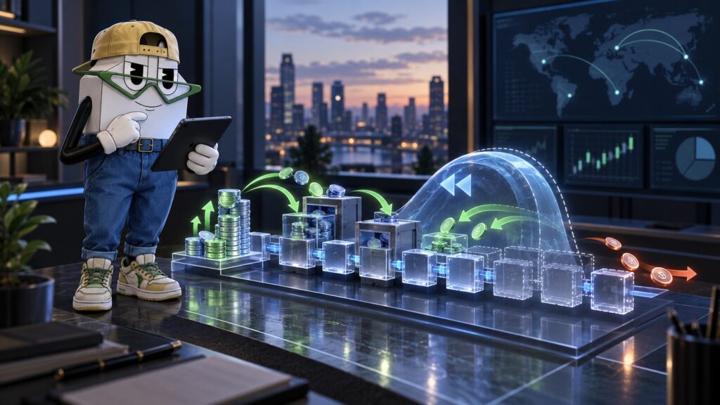 TCP mascot reviewing a DeFi lending model showing TONIC collateral manipulation, rollback recovery, and unrecovered funds.
