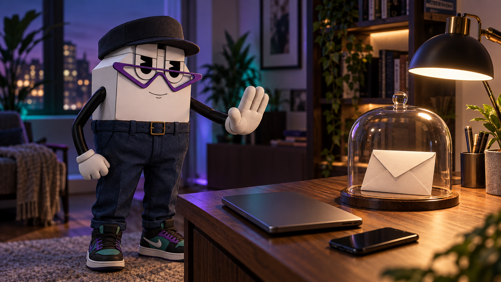 TCP mascot avoiding a suspicious email during a crypto phishing warning